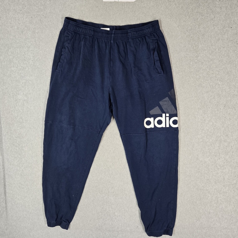 Adidas Men Activewear Pants XL Navy Blue Jogger Sweatpants 27" Inseam Stretch